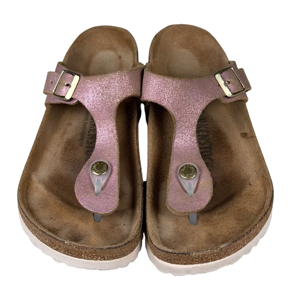 Birkenstock Women's Gizeh Slip On Thong Flip Flops Pink Metallic Size US L 5 Reg